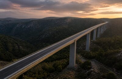 Podul de 1,36 km evidențiază progresul de pe un lot al Autostrăzii Moldovei A7
