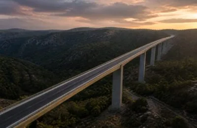 Podul de 1,36 km evidențiază progresul de pe un lot al Autostrăzii Moldovei A7