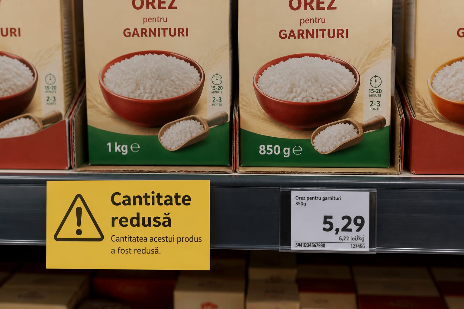 Amenzi de până la 10.000 de lei pentru magazinele care nu semnalizează la raft produsele cu gramaj redus