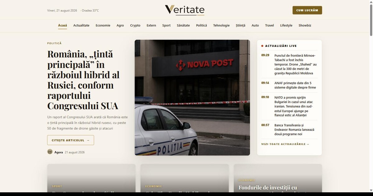 O nouă platformă de știri din România publică articole scrise integral de inteligență artificială