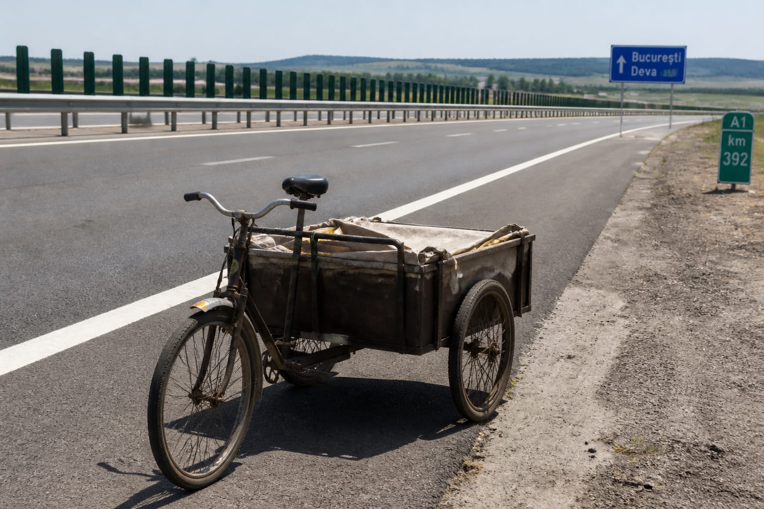 Un bărbat de 62 de ani a mers pe contrasens cu tricicleta pe autostrada A1