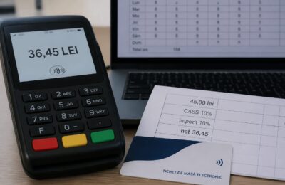 Valoarea netă a unui tichet de masă maxim de 45 de lei ajunge la 36,45 lei pe zi în anul 2026