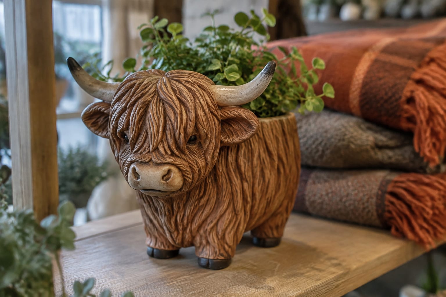 Ghiveci ceramic sub formă de vacă Highland